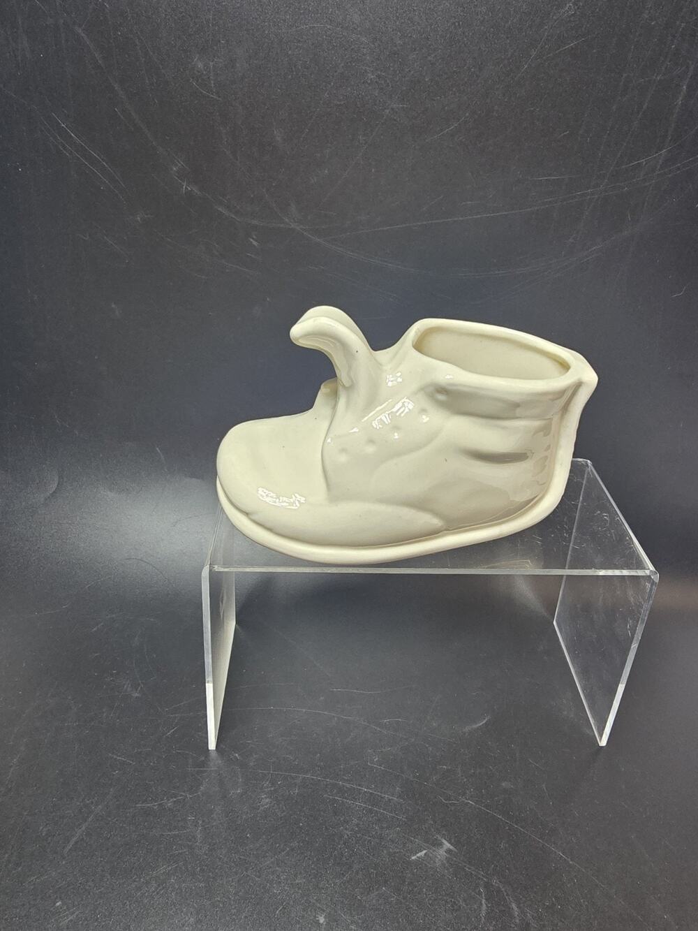Vintage Ceramic White Baby Shoe 5.5 Inches Long & 3.5 Inches Tall